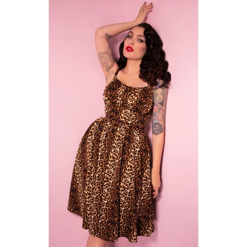 Vixen By Micheline Pitt Leopard Print 1950’s Dress